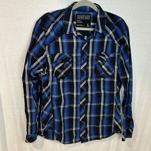Surplus men's XL plaid long sleeve button up shirt